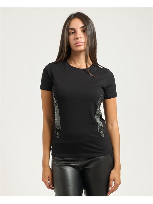 EA7 women's T-shirt with rhinestone logos EMPORIO ARMANI EA7 | 7W000521-AF12503UC001